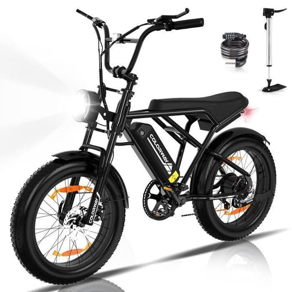 VAE elcykel - COLORWAY - Svart - 20" med 4.0 Fat Tire - Avtagbart 36V 12Ah batteri - All Terrain E-BIKE - Elektrisk MTB