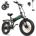Miniatyrbild 1 av 6: HITWAY hopfällbar elcykel E-cykel 20" x4.0 stora däck, 250W motor, löstagbart 48V 13Ah batteri, EBike MTB, svart och grönt