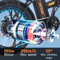 Miniatyrbild 3 av 4: HITWAY hopfällbar elcykel 20" elcykel svart-orange - 36V batteri - 11,2Ah - LCD-skärm+HITWAY blå väska