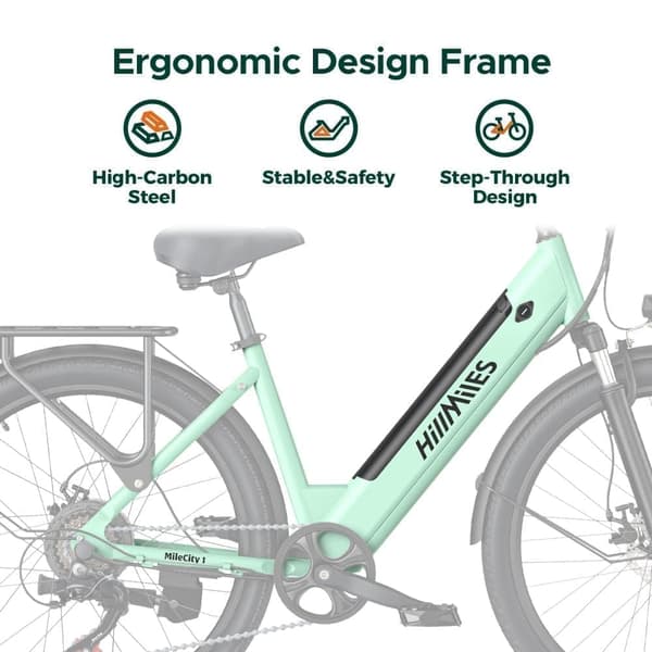 ENGWE HillMiles MileCity 1, 26" Step Through Elcykel, 250W Motor, Max 100KM, 36V 13Ah Batteri, 25 KM/H, 7 Växlar , Perfekt För Stadspendling