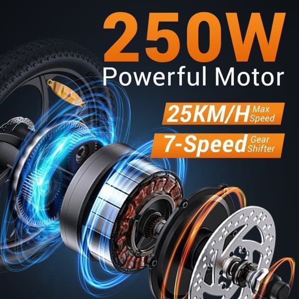 ENGWE HillMiles MilePort 1, 20” Leveän Renkaisen Sähköpyörä,250W Moottori, 100 KM Kantavuus, 36V 13Ah Akku, 25 KM/h, Sileä Ja Mukava Matka Kaupunkima