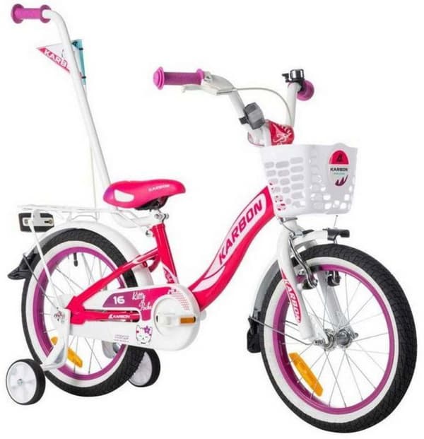 Barncykel (10" - 12" - 14" - 16") Karbon Kitty Bike 16 rosa-vit