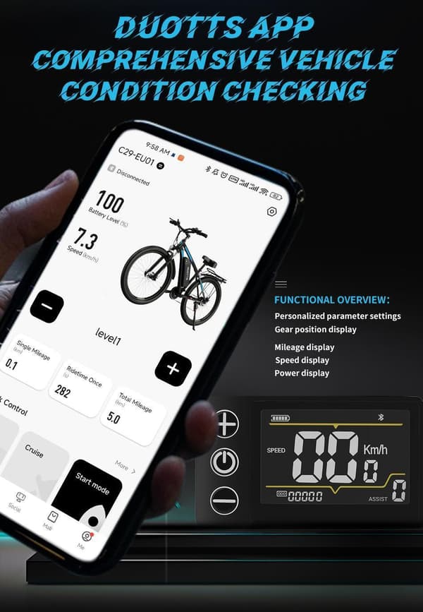 Elcykel DUOTTS C29 29'' med Bluetooth-app