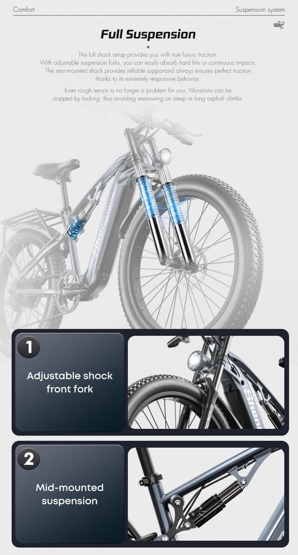 Shengmilo MX05 elcykel för vuxna 1000W motor 26*3,0 tum breda däck 17,5AH batteri 42 km/h 90 km hydraulisk skivbroms elcykel