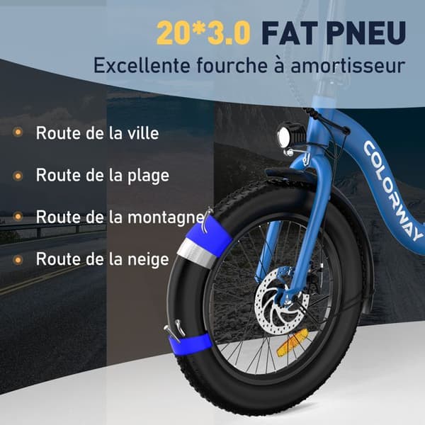 COLORWAY Blue Elcykel, 20" hopfällbar VAE, E-BIKE Elcykel med 2 körlägen, 36V 12Ah 250W batteri