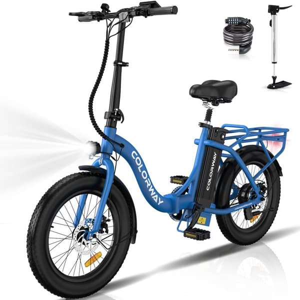 COLORWAY hopfällbar elcykel 20" blå, elektrisk assistentcykel med 36V 12Ah batteri 250W motor, hopfällbar VAE E-BIKE