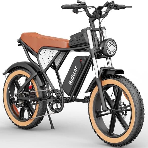 Ridstar Q20 IT Elcykel - Motor 750W Batteri 48V20AH Däck 20 Tum Hydrauliska Bromsar - Svart Brun