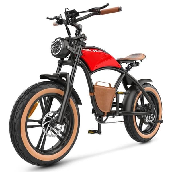 Hidoes HD-B10 Elcykel - Motor 1000W Batteri 48V13AH 20 Tums Hjul Skivbromsar - Röd Retro