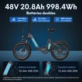 Miniatyrbild 3 av 4: Elcykel 20'' FAFREES FF20 Polar 500W Hopfällbar cykel Stora däck 25 km/h 48V 20,8Ah 7 växlar Grå-blå med Present Pumpa