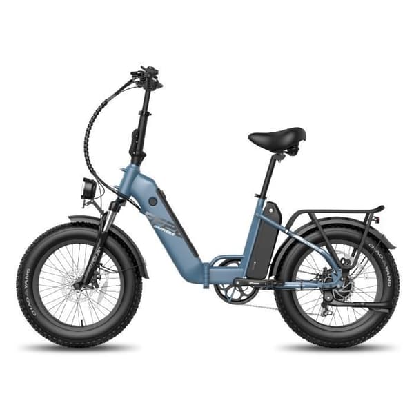 Elcykel 20'' FAFREES FF20 Polar 500W Hopfällbar cykel Stora däck 25 km/h 48V 20,8Ah 7 växlar Grå-blå med Present Pumpa