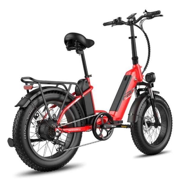 Elcykel, Fafrees FF20 Polar, 20*4.0 Grovt däck, två batterier 10.4Ah*2, 48V 500W Motor, räckvidd 95-160km, Röd