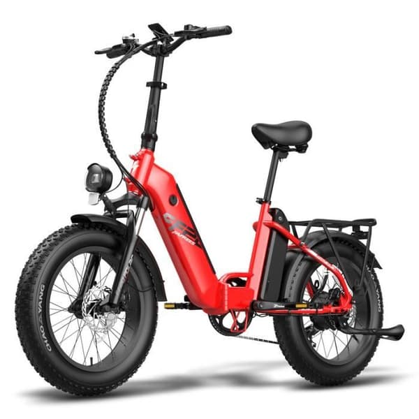 Elcykel, Fafrees FF20 Polar, 20*4.0 Grovt däck, två batterier 10.4Ah*2, 48V 500W Motor, räckvidd 95-160km, Röd