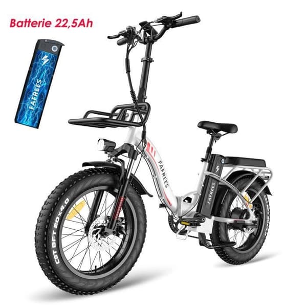Elcykel FAFREES F20 MAX 500W 48V 22,5Ah max 45km/h Vit med Gåva Pump