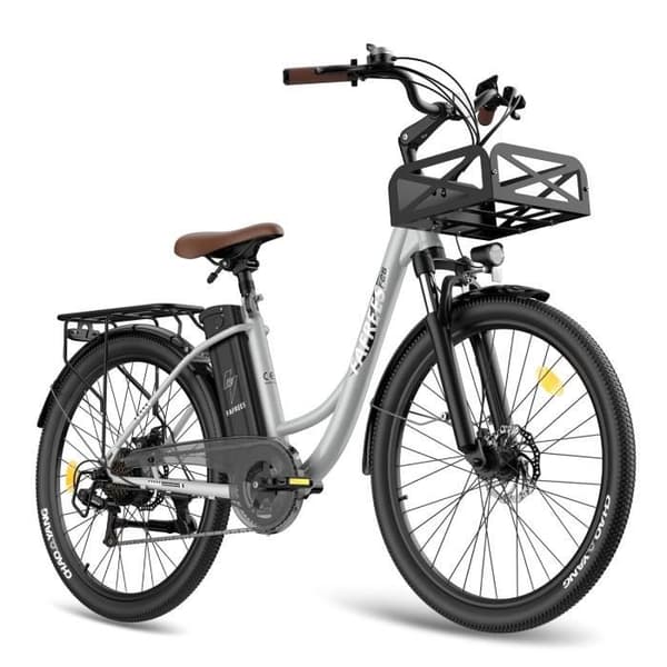 Elcykel FAFREES F26 Lasting - Motor 250W Batteri 36V20.3Ah Assisterad Autonomi 160KM Mekanisk Skivbroms - Grå