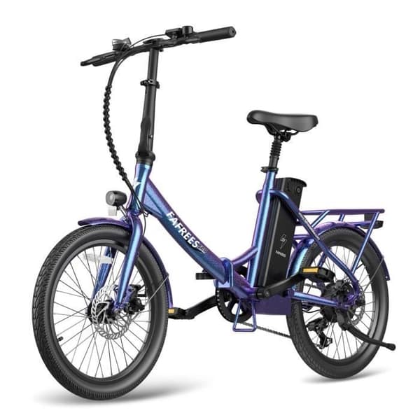 Fällbar elcykel FAFREES F20 Lasting - Motor 250W Batteri 36V18.2Ah Räckvidd 120KM - Blå Lila