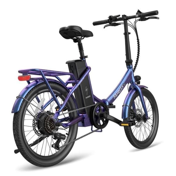 Fällbar elcykel FAFREES F20 Lasting - Motor 250W Batteri 36V18.2Ah Räckvidd 120KM - Blå Lila