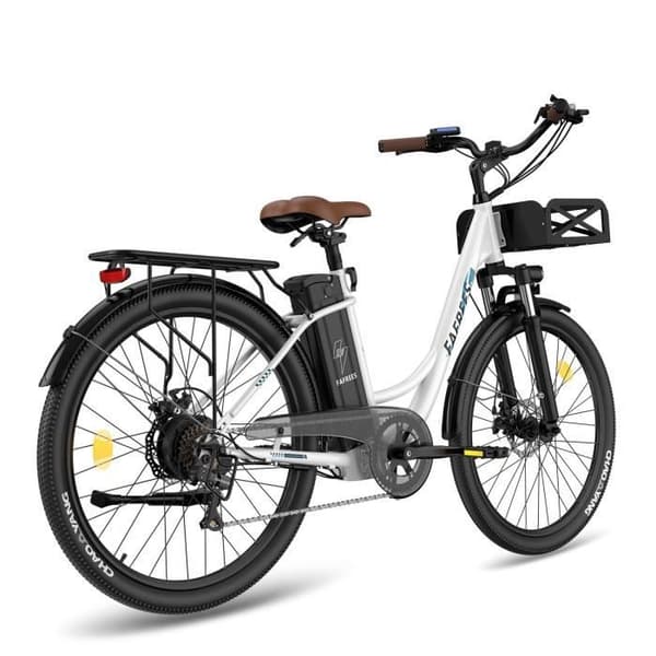 Elektrisk cykel FAFREES F26 Lasting - Motor 250W Batteri 36V20.3Ah Assisterad Räckvidd 160KM Mekanisk Skivbroms - Vit