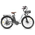 Miniatyrbild 1 av 4: Elektrisk cykel FAFREES F26 Lasting - Motor 250W Batteri 36V20.3Ah Assisterad Räckvidd 160KM Mekanisk Skivbroms - Vit