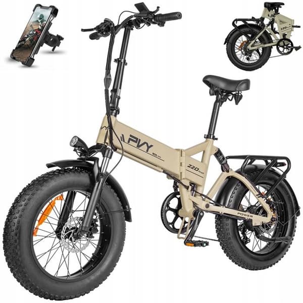 Stads elcykel - PVY - Z20 Plus - 1000W - Ram stor hjul - Aluminium 20 - Beige