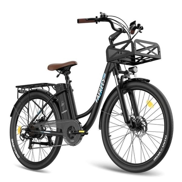 Elektrisk cykel FAFREES F26 Lasting - Motor 250W Batteri 36V20.3Ah Assisterad Räckvidd 160KM Mekaniskt skivbroms - Svart