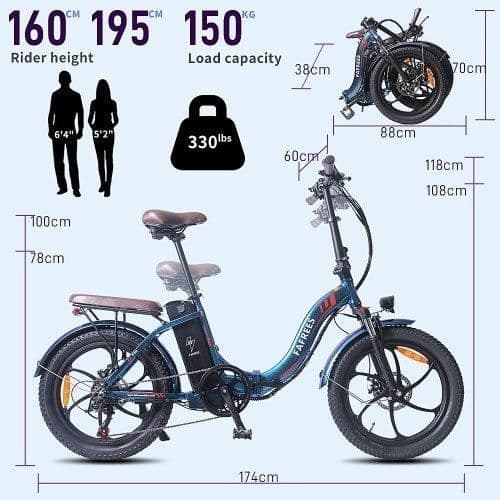 FAFREES F20 Pro - Elcykel - 20" hjul - 250W motor - 36V 18AH batteri - Bländande blå