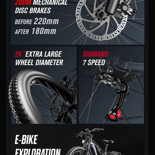 Shengmilo MX05 Elcykel 1000W Motor 48V 17.5Ah Batteri 26 Tums Fat Tire El-Mountainbike Vuxen Elcykel
