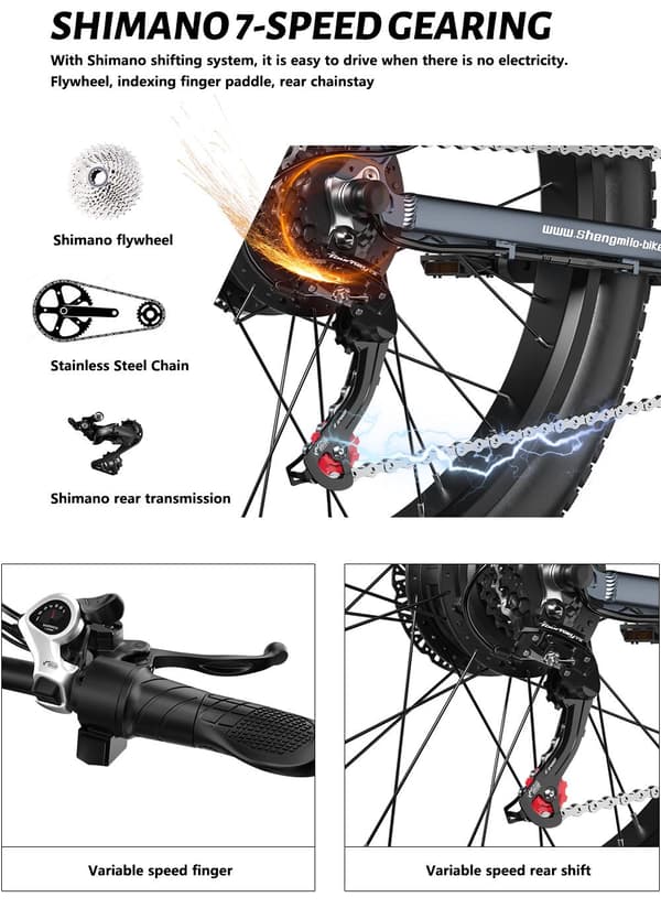 Shengmilo MX05 Elcykel 48V 17.5Ah Batteri 26 Tums Fat Tire 1000W Motor Elmountainbike Vuxen Elcykel