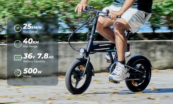 iScooter EB1 Elcykel 500W Motor 36V 7.8Ah Batteri 40km Max Räckvidd 14 Tums Hopfällbar Elcykel