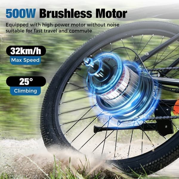 iScooter EB3 Elcykel 500W Motor 36V 10.4Ah Batteri Max räckvidd 100km 26 Tums Elcykel