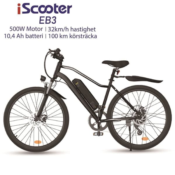 iScooter EB3 Elcykel 500W Motor 36V 10.4Ah Batteri Max räckvidd 100km 26 Tums Elcykel