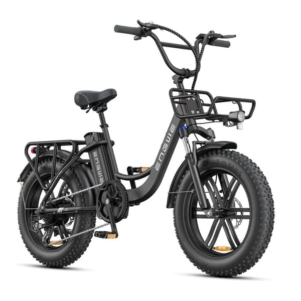 ENGWE L20 Boost e-cykel, 250W motor, 75Nm drejningsmoment, 48V13Ah batteri, 20×4.0" dæk, 126 km rækkevidde, fremragende til både byture og eventyr Sort