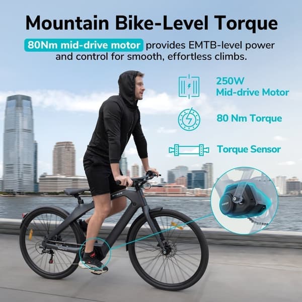 ENGWE N1 PRO Elcykel I Kulstof – 250W Centermotor, 80Nm Moment, 100KM Rækkevidde, 1,5T Opladning, 19KG – Til Pendling & Ture