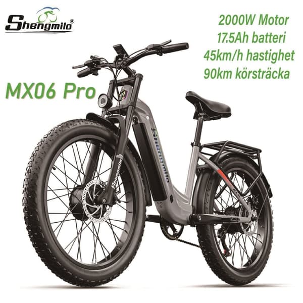 Shengmilo MX06pro Vit, Elcykel, Borstlös Motor, Toppeffekt 2000W, 17,5AH Avtagbart Samsung Batteri, Topphastighet 50 km/h