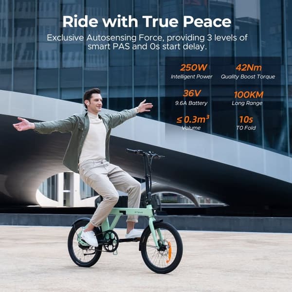 ENGWE P20 Elcykel, 250W Motor, 42Nm Moment, 36V 9,6Ah Batteri, 20×1,95” Dæk, 100KM Rækkevidde, 25KM/H Hastighed, Perfekt Til Glatte Bypendlinger