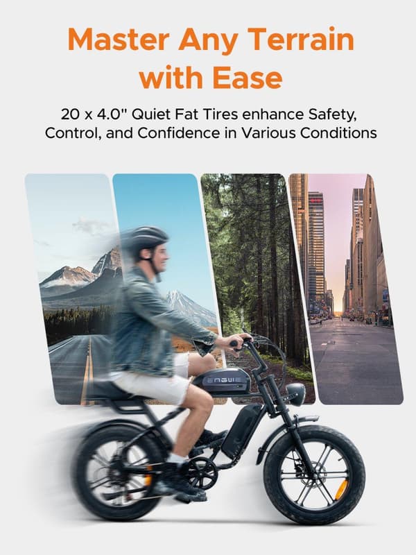 ENGWE M1 Sähköpyörä – 250W Moottori, 65Nm Vääntö, 7-Vaihteinen, 20×4.0” Renkaat, 90KM/170KM Toimintasäde (48V 15.6Ah / 48V 26Ah), Tehoa ja Maastoajoon