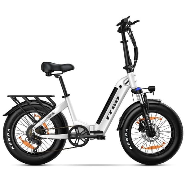 TTGO F6 Elcykel - Motor 250W Batteri 36V25AH 20 Tums Däck Hydrauliska Bromsar – Vit