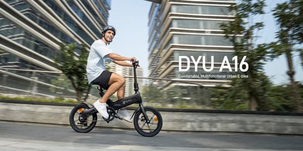 DYU A16 16 tuuman sähköpyörä, 250 W moottori, 10 AH akku, 25 km/h, etu- ja takaiskunvaimentimet, taitettava