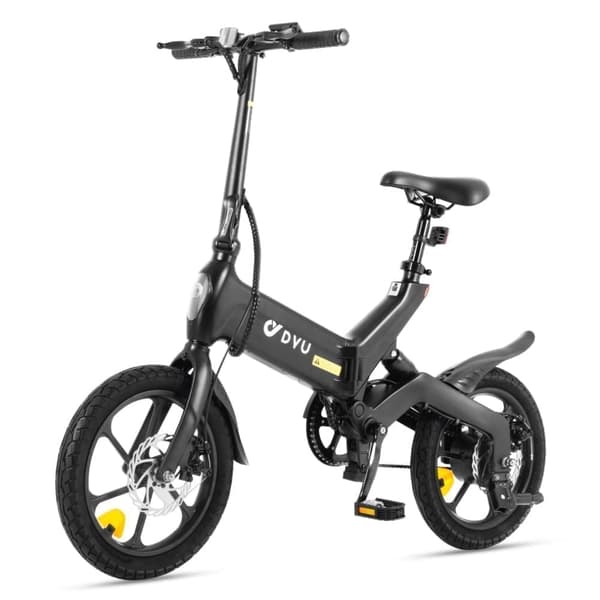 DYU A16 16 tuuman sähköpyörä, 250 W moottori, 10 AH akku, 25 km/h, etu- ja takaiskunvaimentimet, taitettava