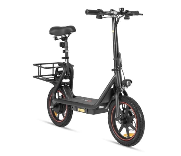 DYU C4 taitettava sähköpyörä 14 tuumaa, 250W moottori, 36V 10AH akku, huippunopeus 25km/h, kantama 42km, etu- ja takalevyjarrut, iso kori