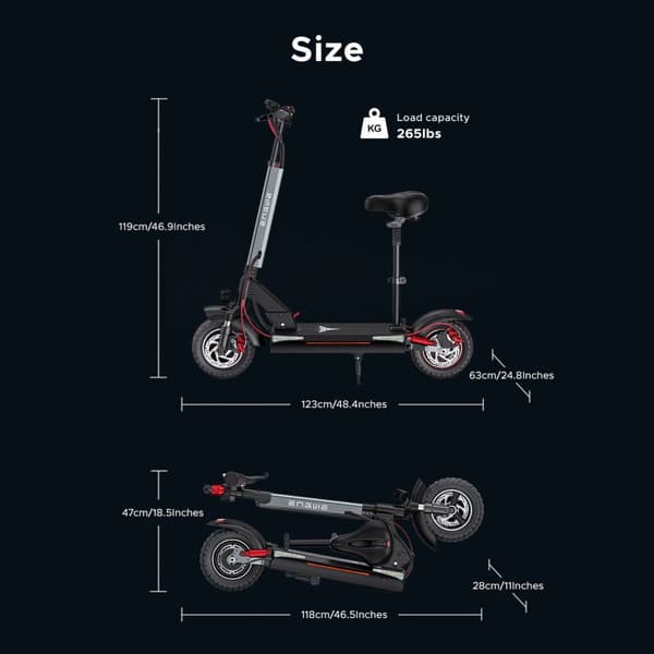 ENGWE Y600 El-scooter,600W Motor, 10x4.0 Däck,70KM Räckvidd,28 N.m Vridmoment, 48V18.2AH Batteri, Max Lutning 15° – Smidig för stad och backar