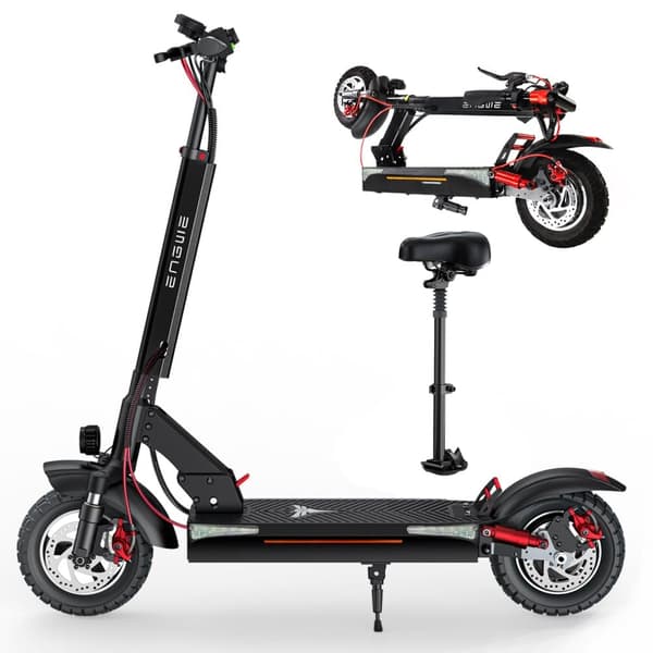 ENGWE Y600 El-scooter,600W Motor, 10x4.0 Däck,70KM Räckvidd,28 N.m Vridmoment, 48V18.2AH Batteri, Max Lutning 15° – Smidig för stad och backar