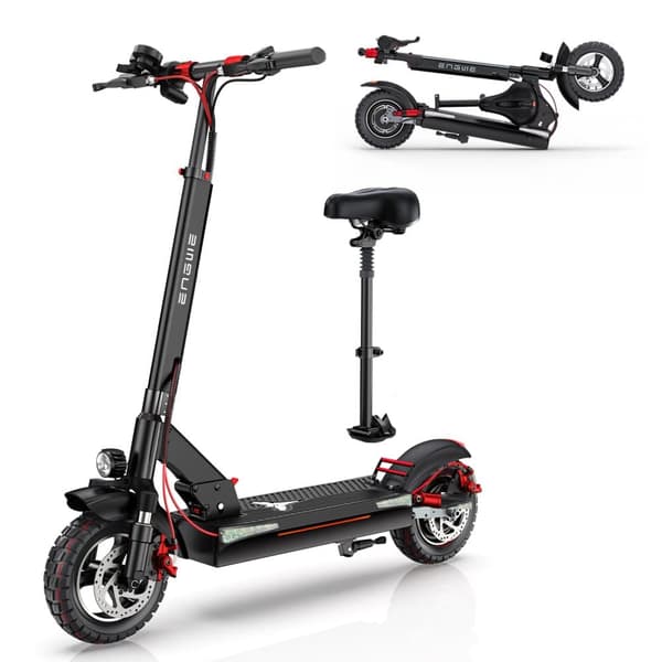ENGWE Y600 El-scooter,600W Motor, 10x4.0 Däck,70KM Räckvidd,28 N.m Vridmoment, 48V18.2AH Batteri, Max Lutning 15° – Smidig för stad och backar Röd