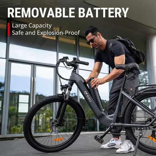 DYU C1 Elcykel 350W Motor 26 Tums Däck 48V 10Ah Batteri55KM Körsträcka Skivbroms Elcykel Lämplig för Vuxna och Tonåringar