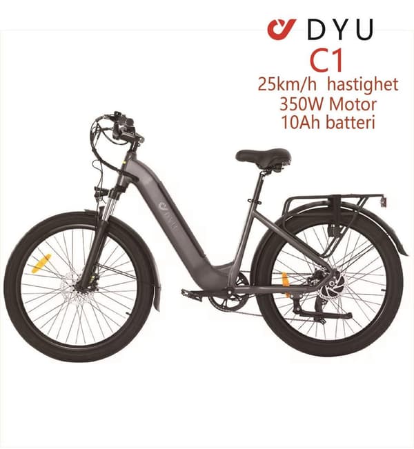 DYU C1 Elcykel 350W Motor 26 Tums Däck 48V 10Ah Batteri55KM Körsträcka Skivbroms Elcykel Lämplig för Vuxna och Tonåringar