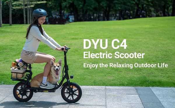 DYU C4 Elcykel 250W Motor 14 Tums Däck 36V 10Ah Batteri 42KM Körsträcka Skivbroms Elcykel Lämplig för Vuxna och Tonåringar