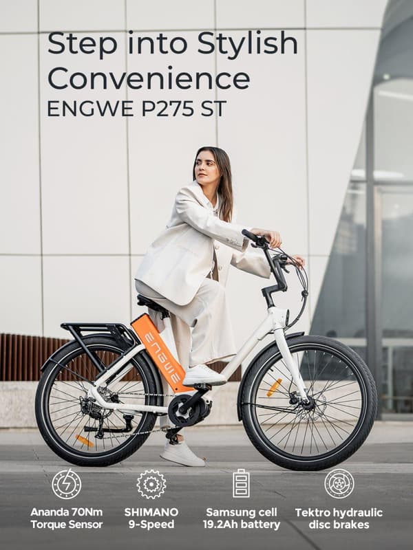 ENGWE P275 Elcykel, 250W Motor, 70 N.m Moment, 27.5x2.4 Dæk, 9-gears, 36V 19.2Ah Batteri, 25 km/t, 260 km – Perfekt til pendling og bakker