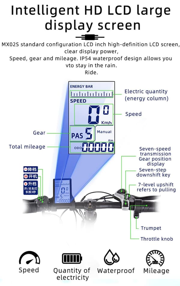 Shengmilo MX02S sähköinen maastopyörä 1000W moottori 48V17Ah akku – Shimano 7 nopeutta, 45 km/h