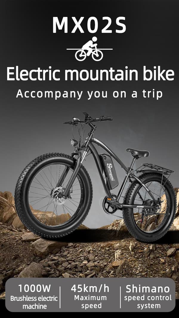 Shengmilo MX02S sähköinen maastopyörä 1000W moottori 48V17Ah akku – Shimano 7 nopeutta, 45 km/h