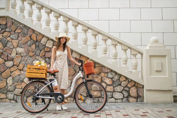 DYU C6 Elcykel 36V 12.5Ah Batteri 350W Motor 26 Tums Däck 70KM Körsträcka Skivbroms Elcykel Lämplig för Vuxna och Tonåringar- Vit