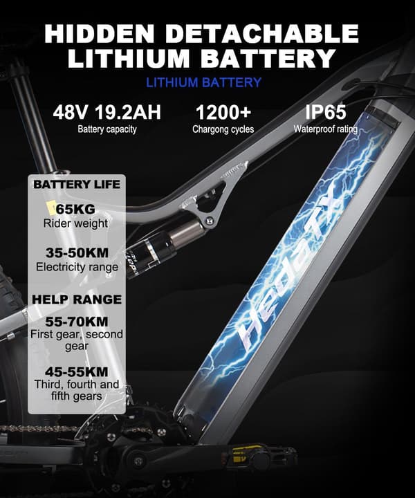 Hedatx TX19 29" sähköpyörä 1000W harjaton moottori, 48V 19.2Ah akku, Shimanon hydrauliset jarrut ja 45km/h – Premium maastopyörä